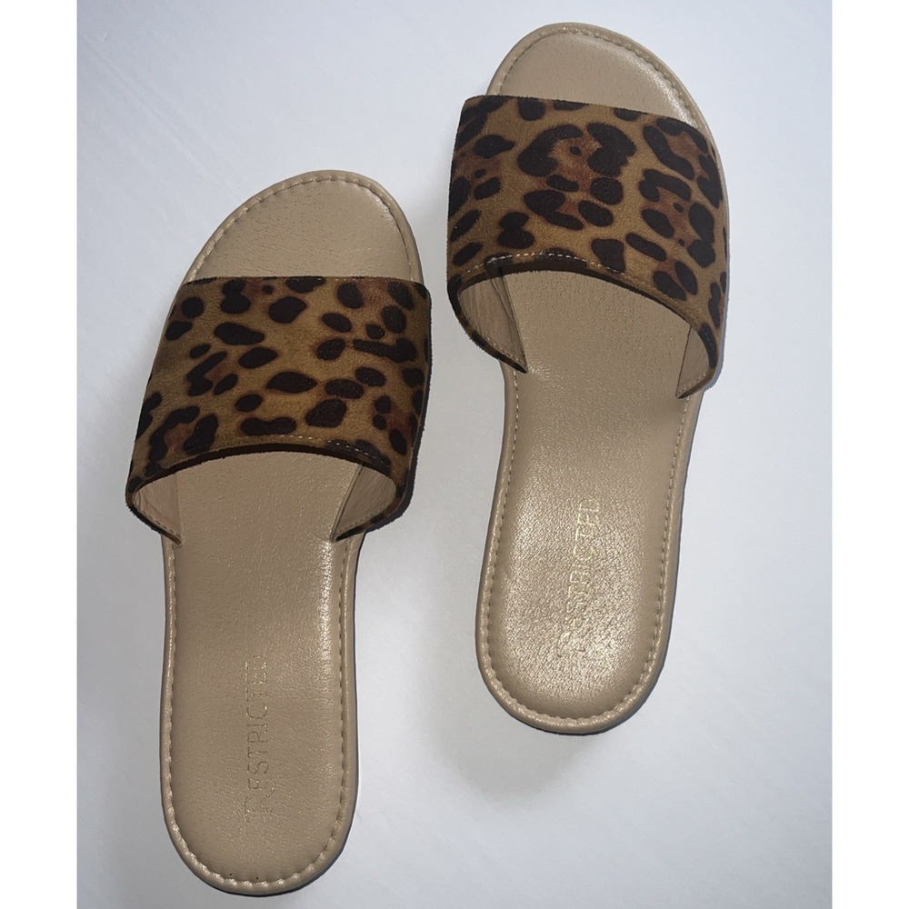 RESTRICTED Women Leopard Animal Print Slide Slip On Sandal Flats Size 9